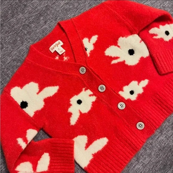 Floral Red Cardigan Sweater - Picture 4 of 4